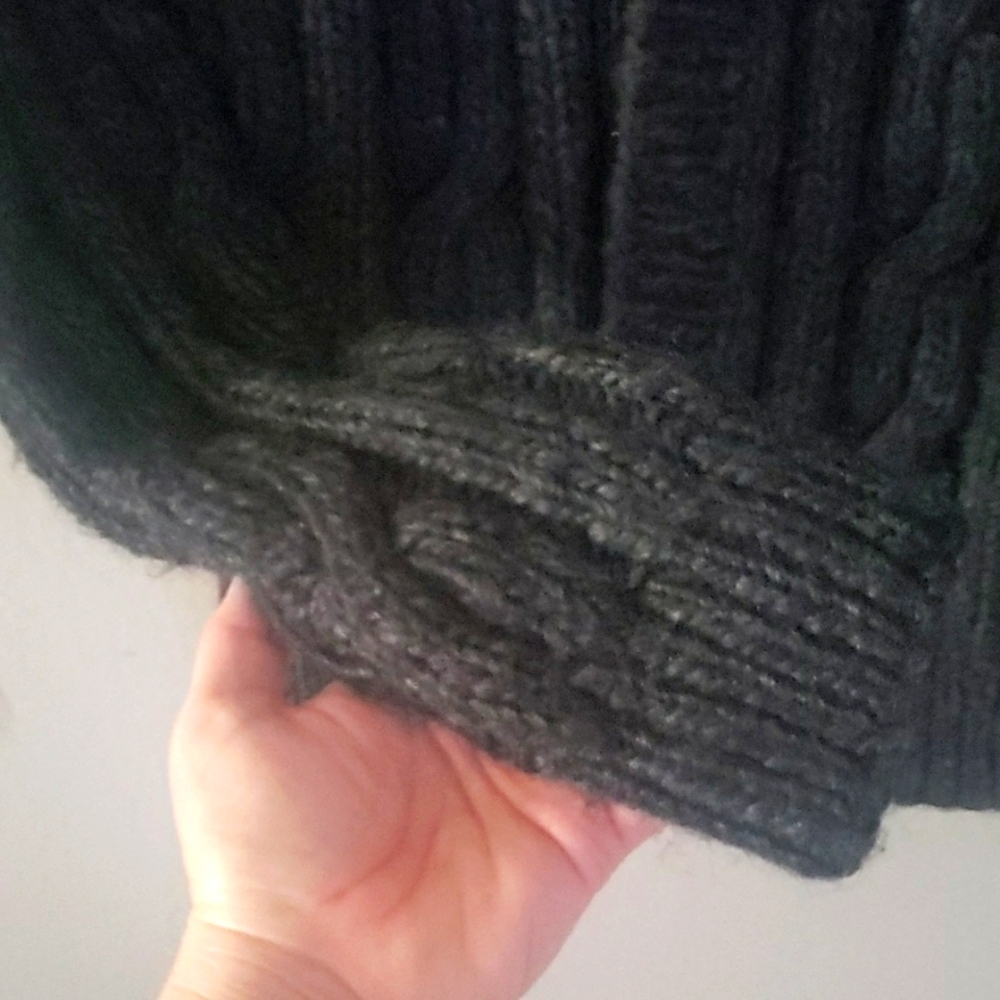 ALLSAINTS Spitalfields Hand Knit Wool Blend Sweater CharcoalGrey Black ButtonDwn - Picture 10 of 17